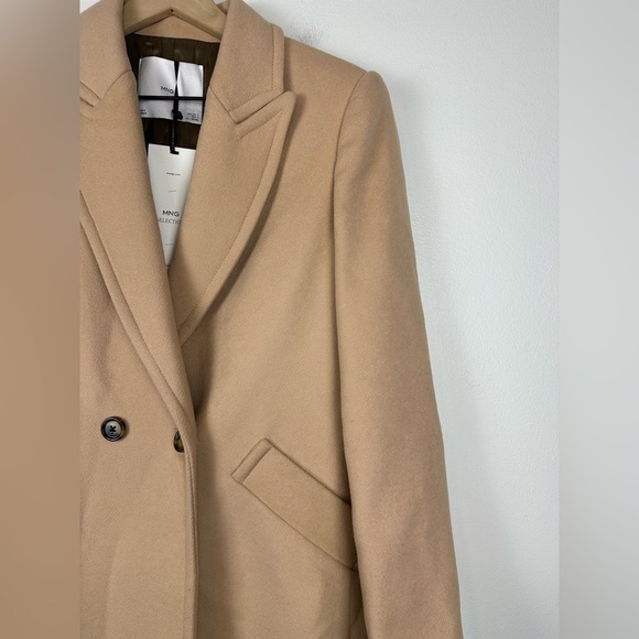 MNG Lapels Pale Pink Sustainable Wool Trench Coat Women’s Sz M NWT - Picture 8 of 11